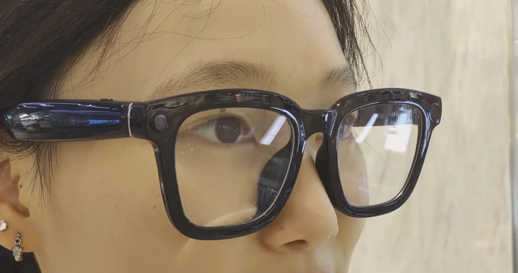 Wearable smart glasses featuring CameMake mini camera module for AR/VR applications and mobile vision tasks.